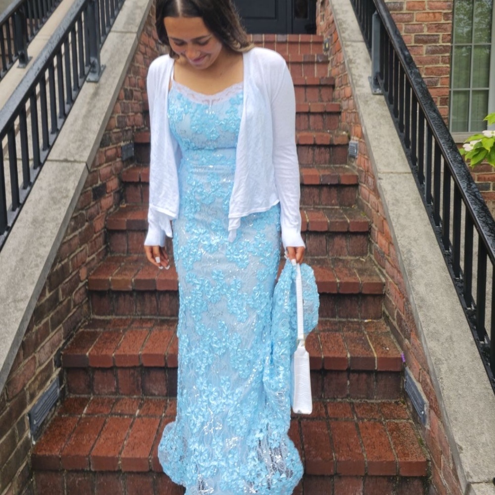 baby blue prom dress